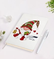Kişiye Özel Mutlu Yıllar Tasarımlı Beyaz Defter ve Kalem Seti - 14