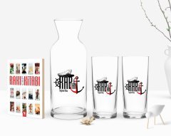 Kişiye Özel Renkli Baskılı Kaptan Tasarımlı İkili Rakı Bardağı Karaf ve Cep Kitabı Hediye Seti-2