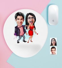 Kişiye Özel Sevgililer Karikatürlü Bilek Destekli Mouse Pad-4