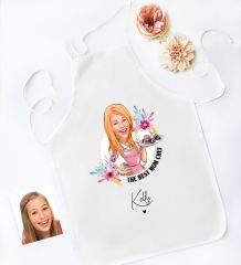 BK Gift Kişiye Özel Karikatürlü Anneler Günü Tasarımlı Beyaz Mutfak Önlüğü, Aşçı Önlüğü, Şef Önlüğü, Anneye Hediye-2