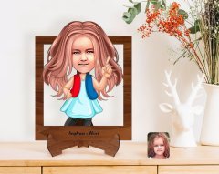 Kişiye Özel Kız Çocuk Karikatürlü Ahşap Standlı 3D Biblo-17
