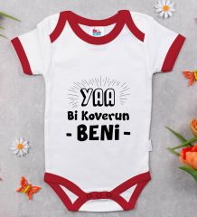 BK Kids Koverun Beni Tasarımlı Kırmızı Bebek Body Zıbın-1