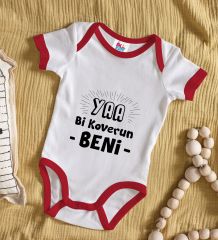 BK Kids Koverun Beni Tasarımlı Kırmızı Bebek Body Zıbın-1