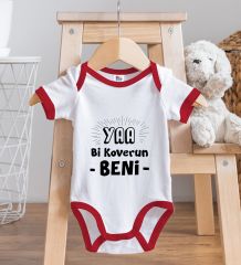 BK Kids Koverun Beni Tasarımlı Kırmızı Bebek Body Zıbın-1