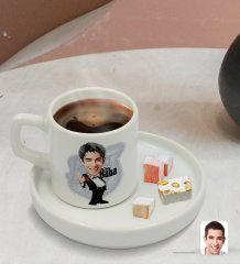 Kişiye Özel Sunum Tabaklı Baba Godfather Karikatürlü Türk Kahvesi Fincanı Model 2