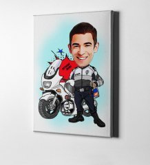 Kişiye Özel Bay Yunus Polis Karikatür Kanvas Tablo (50 x 70 cm.) 1