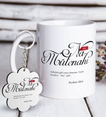 Kişiye Özel Mânâ Namütenahi Beyaz Kupa ve Anahtarlık Hediye Seti