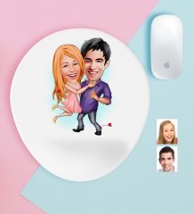 Kişiye Özel Sevgililer Karikatürlü Bilek Destekli Mouse Pad-3