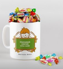 Kişiye Özel Öğretmenler Günümüz Kutlu Olsun Kupa ve Haribo Şeker Hediye Seti-4
