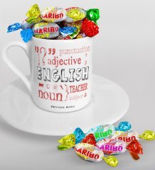 Kişiye Özel İngilizce Öğretmeni Türk Kahvesi Fincanı ve Haribo Şeker Hediye Seti-6