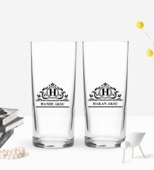Kişiye Özel İsimli 2’li Rakı Bardağı ve Meze Tabaklı Doğal Masif Ahşap Servis Sunum Tepsisi Model 12
