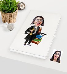 Kişiye Özel Bayan Avukat Karikatürlü Beyaz Defter - 2