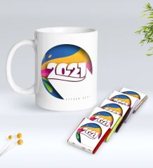 Kişiye Özel 2023 Mutlu Yıllar Beyaz Kupa ve Çikolata Hediye Seti-10