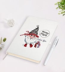 Kişiye Özel Mutlu Yıllar Tasarımlı Beyaz Defter ve Kalem Seti - 12