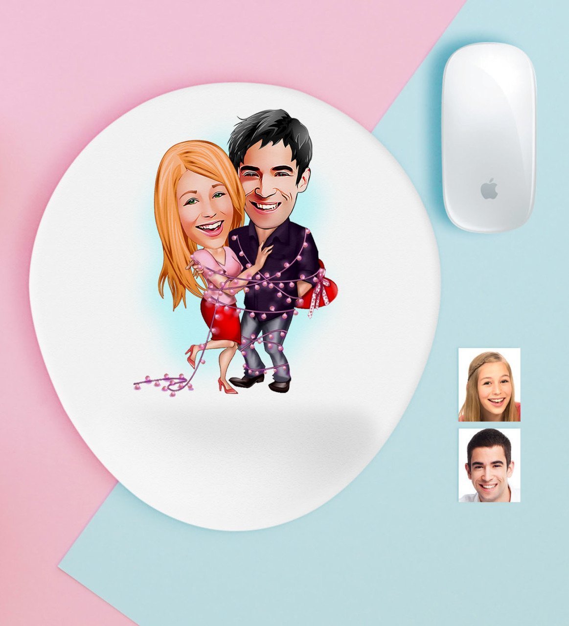 Kişiye Özel Sevgililer Karikatürlü Bilek Destekli Mouse Pad-2