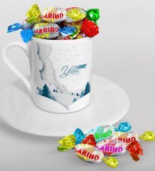 Kişiye Özel Yılbaşı Mutlu Yıllar Türk Kahvesi Fincanı ve Haribo Şeker Hediye Seti-26
