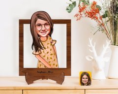 Kişiye Özel Kız Çocuk Karikatürlü Ahşap Standlı 3D Biblo-8