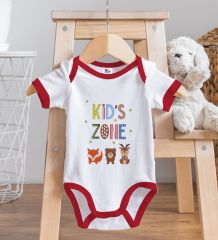 BK Kids Kids Zone Tasarımlı Kırmızı Bebek Body Zıbın-1