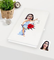 Kişiye Özel Bayan Avukat Karikatürlü Beyaz Defter - 1
