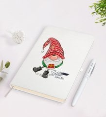 Kişiye Özel Mutlu Yıllar Tasarımlı Beyaz Defter ve Kalem Seti - 11