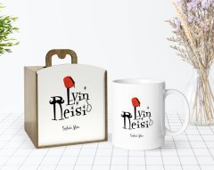 Kişiye Özel Ahşap Kutuda Evin Reisi Tasarımlı Beyaz Kupa Bardak-2