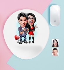 Kişiye Özel Sevgililer Karikatürlü Bilek Destekli Mouse Pad-1