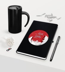 Kişiye Özel Yılbaşı Mutlu Yıllar Temalı Siyah Defter Kalem Termos Mug Seti - 1