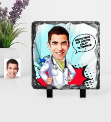 Kişiye Özel Bay Doktor Karikatürlü Dekoratif Doğal Taş - 1