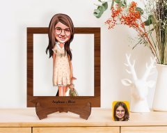 Kişiye Özel Kız Çocuk Karikatürlü Ahşap Standlı 3D Biblo-7