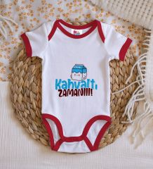 BK Kids Kahvaltı Zamanı Tasarımlı Kırmızı Bebek Body Zıbın-1