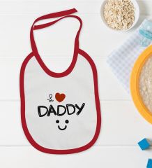 BK Kids I Love Daddy Tasarımlı Kırmızı Bebek Mama Önlüğü-1