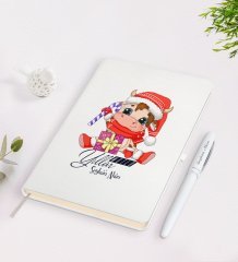 Kişiye Özel Mutlu Yıllar Tasarımlı Beyaz Defter ve Kalem Seti - 10