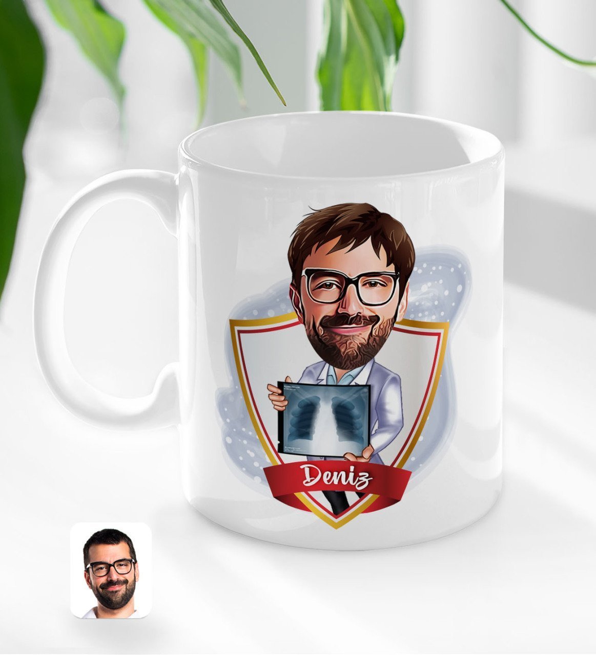 Kişiye Özel İsimli Erkek Radyolojist Karikatürlü Beyaz Kupa Bardak-1