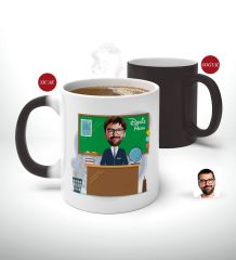 Kişiye Özel Coğrafya Öğretmeni Karikatürlü Sihirli Kupa Bardak-2