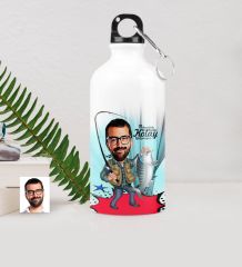 Kişiye Özel Bay Balıkçı Karikatürlü Metal Suluk (500 ml.) 1