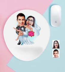 Kişiye Özel Evleniyoruz Karikatürlü Bilek Destekli Mouse Pad-9