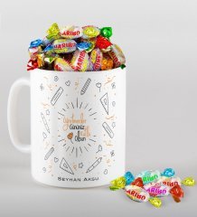 Kişiye Özel Öğretmenler Günümüz Kutlu Olsun Kupa ve Haribo Şeker Hediye Seti-1