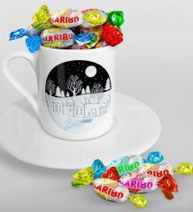 Kişiye Özel Yılbaşı Mutlu Yıllar Türk Kahvesi Fincanı ve Haribo Şeker Hediye Seti-24