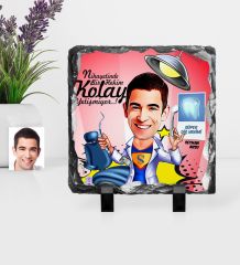 Kişiye Özel Bay Diş Hekimi Karikatürlü Dekoratif Doğal Taş