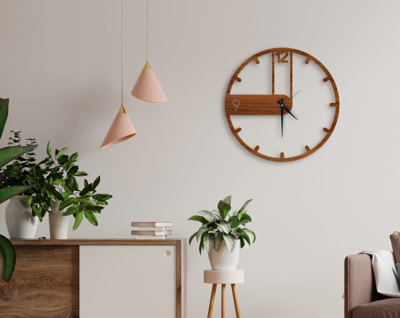 BK Gift Dekoratif 45cm Ahşap Duvar Saati-137