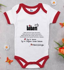 BK Kids İyiki Doğdun Canım Babam Tasarımlı Kırmızı Bebek Body Zıbın-1