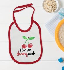 BK Kids I Love Cherry Much Tasarımlı Kırmızı Bebek Mama Önlüğü-1