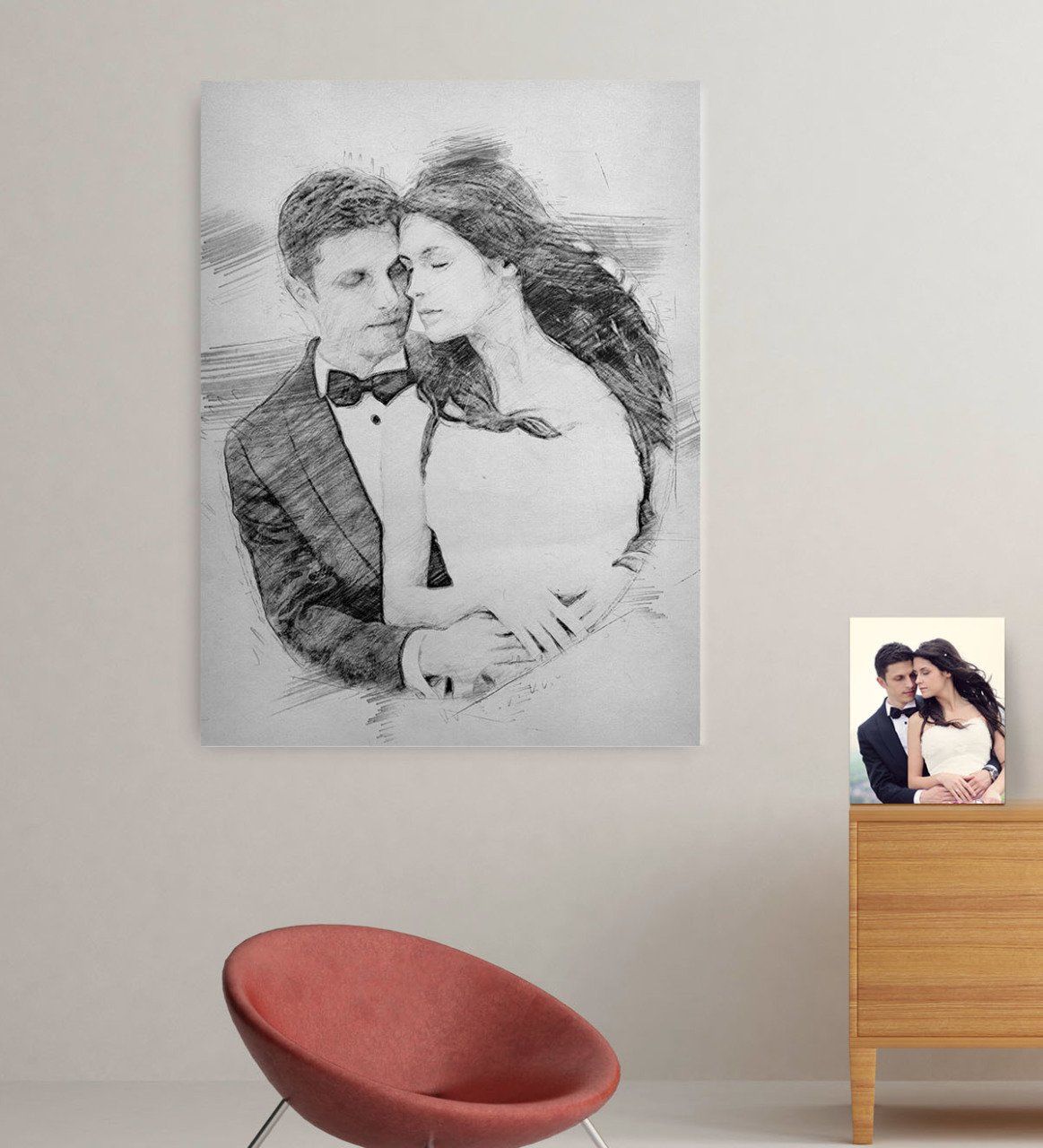 Kişiye Özel Gelin Damat Evlilik Hatırası Kanvas Tablo (70 x 100 cm.) 14