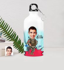 Kişiye Özel Asker Karikatürlü Metal Suluk (500 ml.) 2