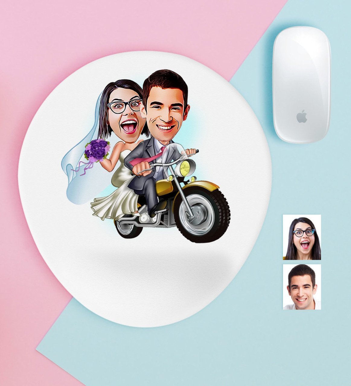 Kişiye Özel Evleniyoruz Karikatürlü Bilek Destekli Mouse Pad-8