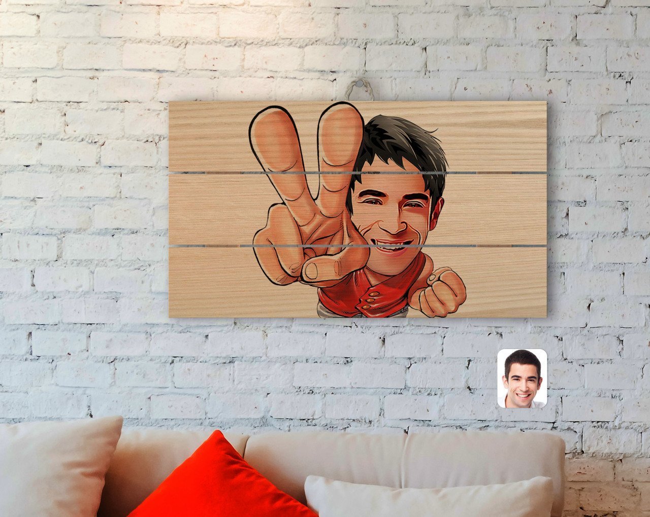 Kişiye Özel Erkek Karikatürlü Otantik Ahşap Palet Tablo-33