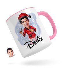 Kişiye Özel Erkek Yeni Yıl Karikatürlü Pembe Kupa Bardak-3