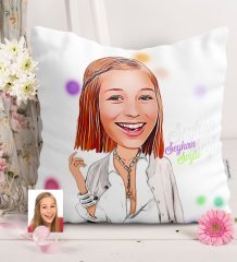 Kişiye Özel Bayan Model Karikatürlü Saten Yastık - 2