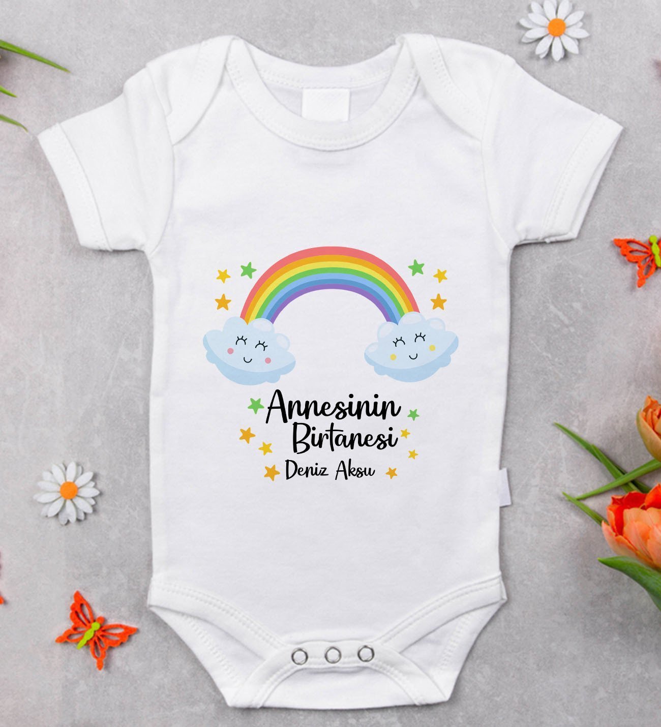 BK Kids İsimli Annesinin Bir Tanesi Tasarımlı Bebek Body Zıbın - Model 1