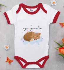 BK Kids İyi Geceler Tasarımlı Kırmızı Bebek Body Zıbın-1